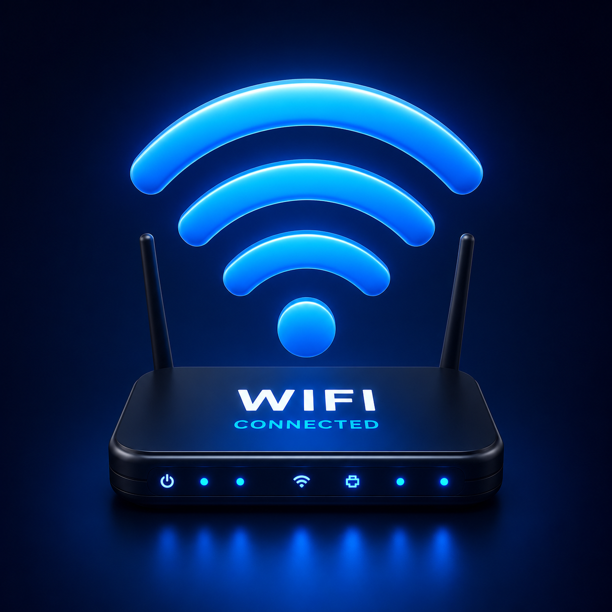 Glowing WiFi connection and router